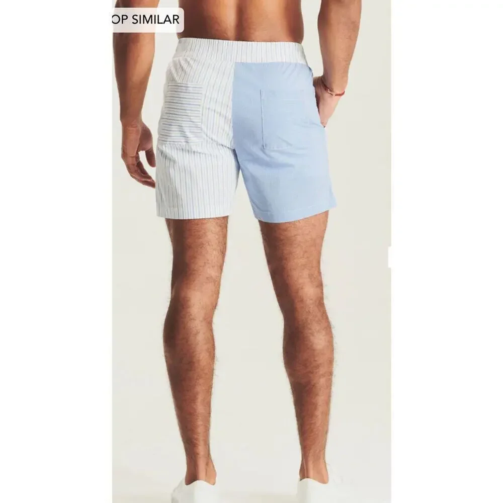 Revolve SER.O.YA Board Shorts Mens Medium Blue Striped Ziggy Swim Trunks NWT